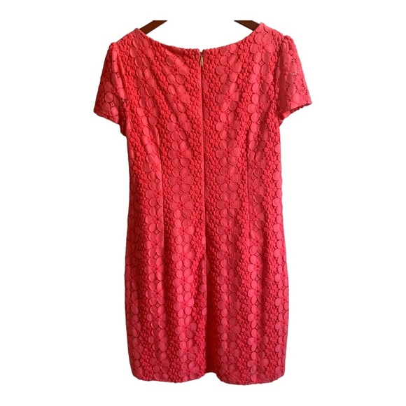 Karl Lagerfeld Dress 12 Women's Pink Short Sleeve Lined Cut Out Floral Back Zip - Picture 5 of 13